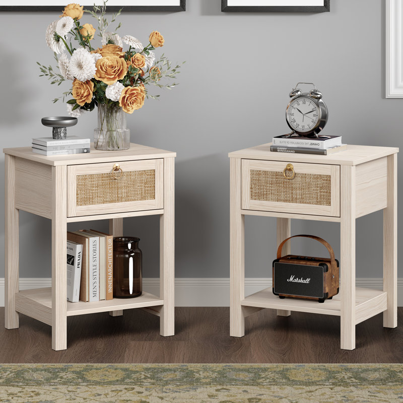 Breakwater Bay Pomodoro 23.6 Tall 1 Drawer Nightstand Set of 2